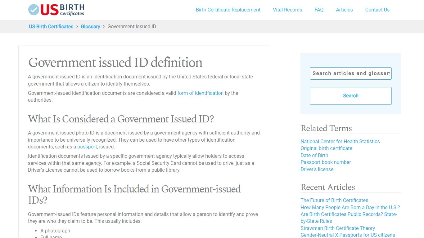 What is a Government Issued ID? - US Birth Certificates